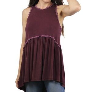 POL Zip back baby doll Tank Top NWOT